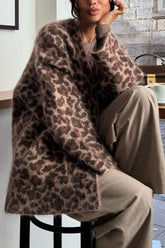 Leopard Print Loose Casual Knit Cardigan