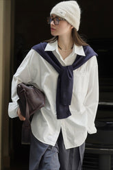 Knit Shawl Two-Piece Shirt Blouse