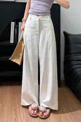 Relaxed Linen Wide Leg Draped Pants