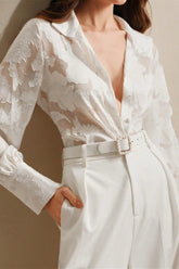 Embroidered Turtleneck Casual Spring-Summer Blouse