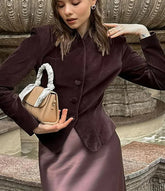 Burgundy Suede V-Neck Slim Coat