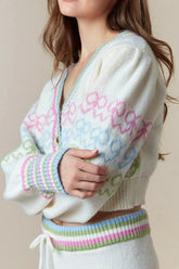 Colorful Butterfly Bow Crop Christmas Cardigan