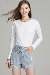 Slim Mercerized Cotton Crew Neck Solid Base Layer