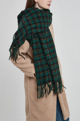Oversized Fringe Plaid Christmas Scarf