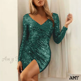 Elegant Wedding Sexy V Neck Lace Low Cut Long Sleeve Holiday Puff Sleeves Bride Gown Party Dress