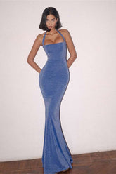 Halter Neck Tie-Back Cutout Party Dress