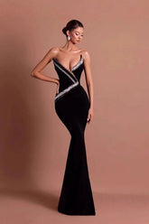 Black Crystal-Embellished Bandage Mermaid Party Dress
