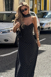 Polka Dot Backless Slim Fit Slip Dress