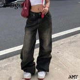 Grunge Vintage Distressed Baggy Stylish Comfortable Trendy Classic Unique Aesthetic Jean Black / S