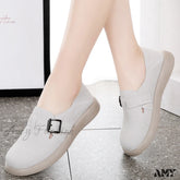Plus Size Round Toe Buckle Casual Solid Color Vintage Versatile Shoes