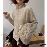Soft Waxy Cashmere Knit Fashionable Single-Breasted Long Sleeve Warm Cozy Cardigan