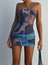 Printed Strapless Slim Dress