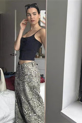 Low-Rise Wide-Leg Faded Leopard Print Baggy Jeans
