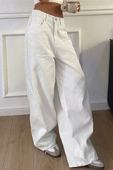 High-Street Retro Straight Leg Wide-Leg Jeans