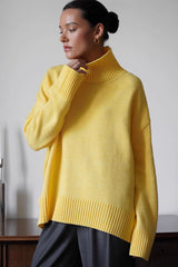 Oversized Turtleneck Rib Trim Knit Sweater