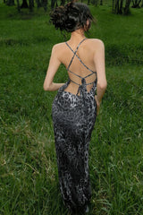 Leopard Print Backless Spaghetti Strap Party Dress