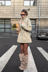 Belted Cinched Waist Loose Versatile Coat