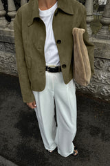 Solid Buttoned Long-Sleeve Casual Jacket