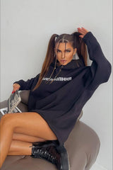 Oversized Long Sleeve Letter Print Hoodie