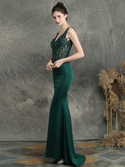 Handmade applique Beaded long evening dress