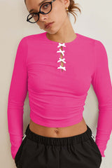 Elegant Solid Bowknot Cutout Slim Base Layer