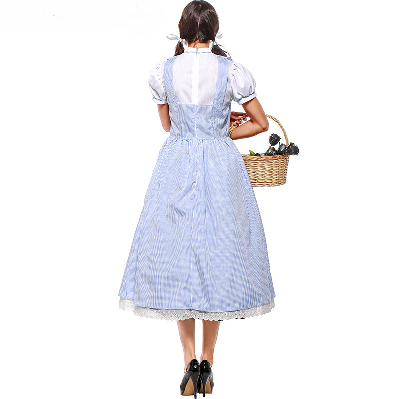 Fairytale Oz Dorothy Dress Costume Wizard Gingham Blue Halloween Carnival Of