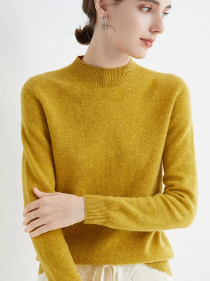 100% Merino Wool Cashmere Women Knitted Long Sleeve Pullovers Autumn Winter Warm Sweater