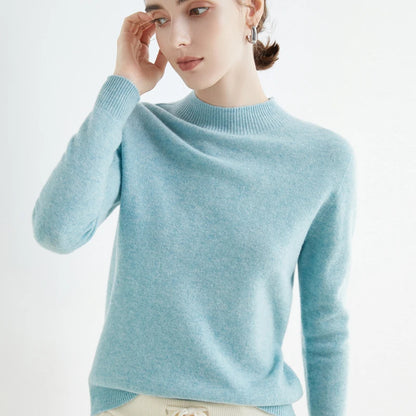 100% Merino Wool Cashmere Women Knitted Long Sleeve Pullovers Autumn Winter Warm Sweater