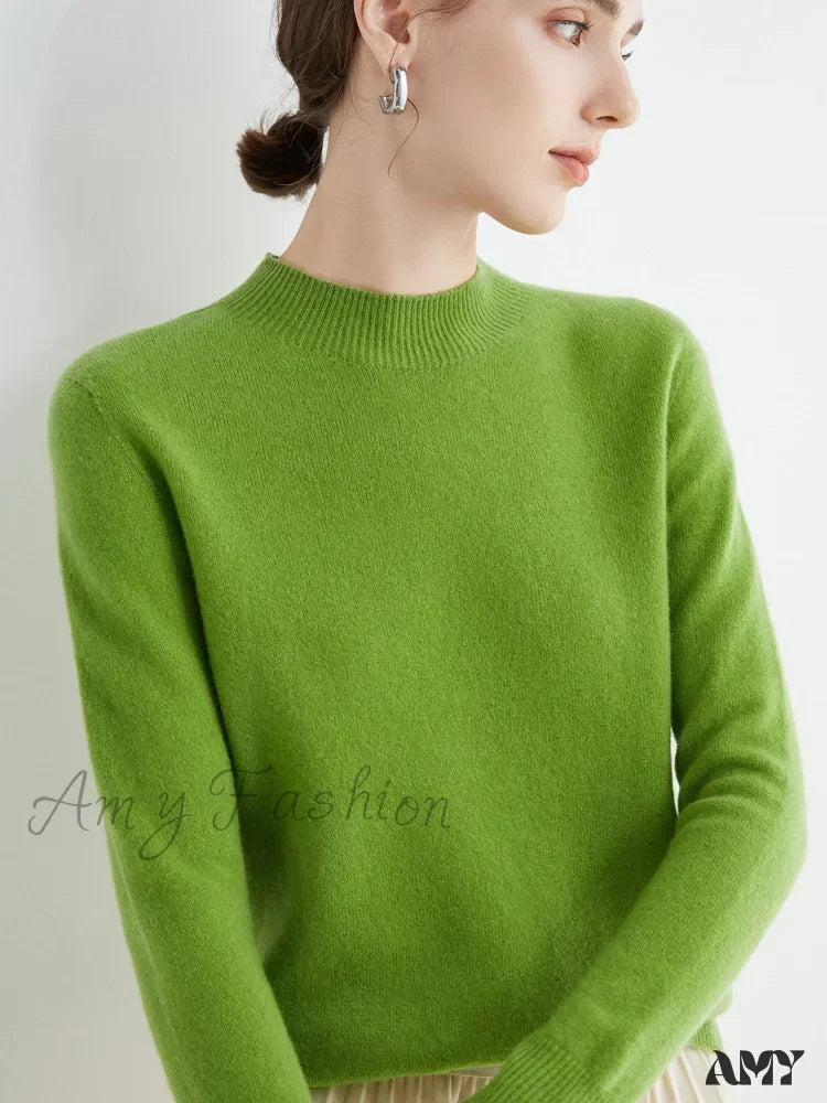 100% Merino Wool Cashmere Women Knitted Long Sleeve Pullovers Autumn Winter Warm Sweater Fruit