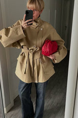 Lapel Belted Chic Tailored Trench Coat