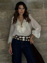 Elegant Tiered Ruffles Blouse