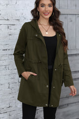 Hooded Mid-Length Waist-Tied Trench Coat