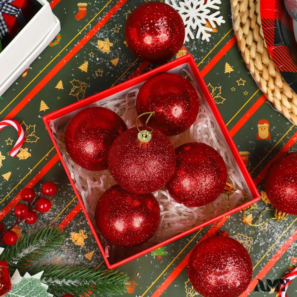 12 Pcs Shatterproof Christmas Red Ball Ornaments - 2.4 Inch Tree Decorations