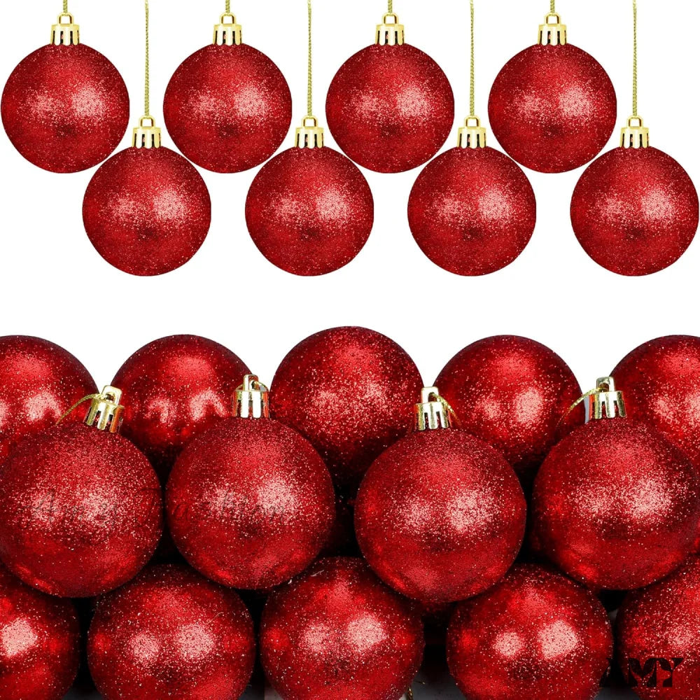 12 Pcs Shatterproof Christmas Red Ball Ornaments - 2.4 Inch Tree Decorations