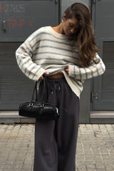 Oversized Striped Basic Lightweight Knit Sweater