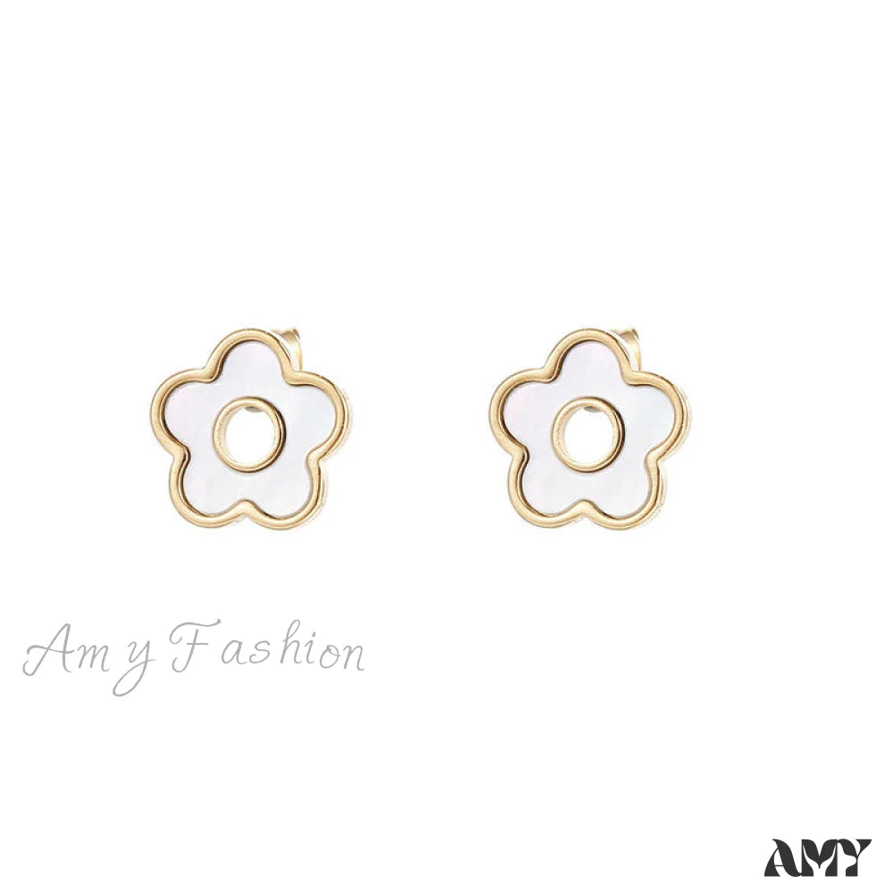 14K Gold Mini Flower Shape Stud Earrings