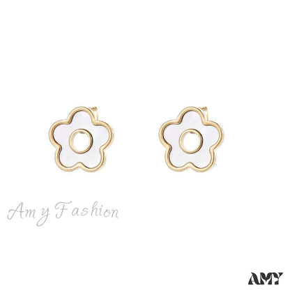 14K Gold Mini Flower Shape Stud Earrings