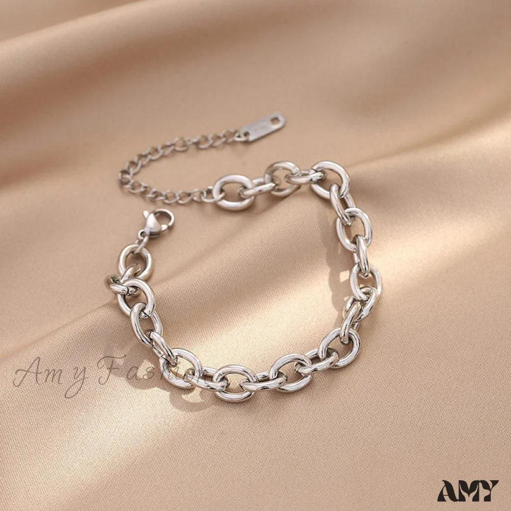 14K Gold Simple Chain Bracelet White