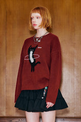 Dancing Cat Knitted Sweater
