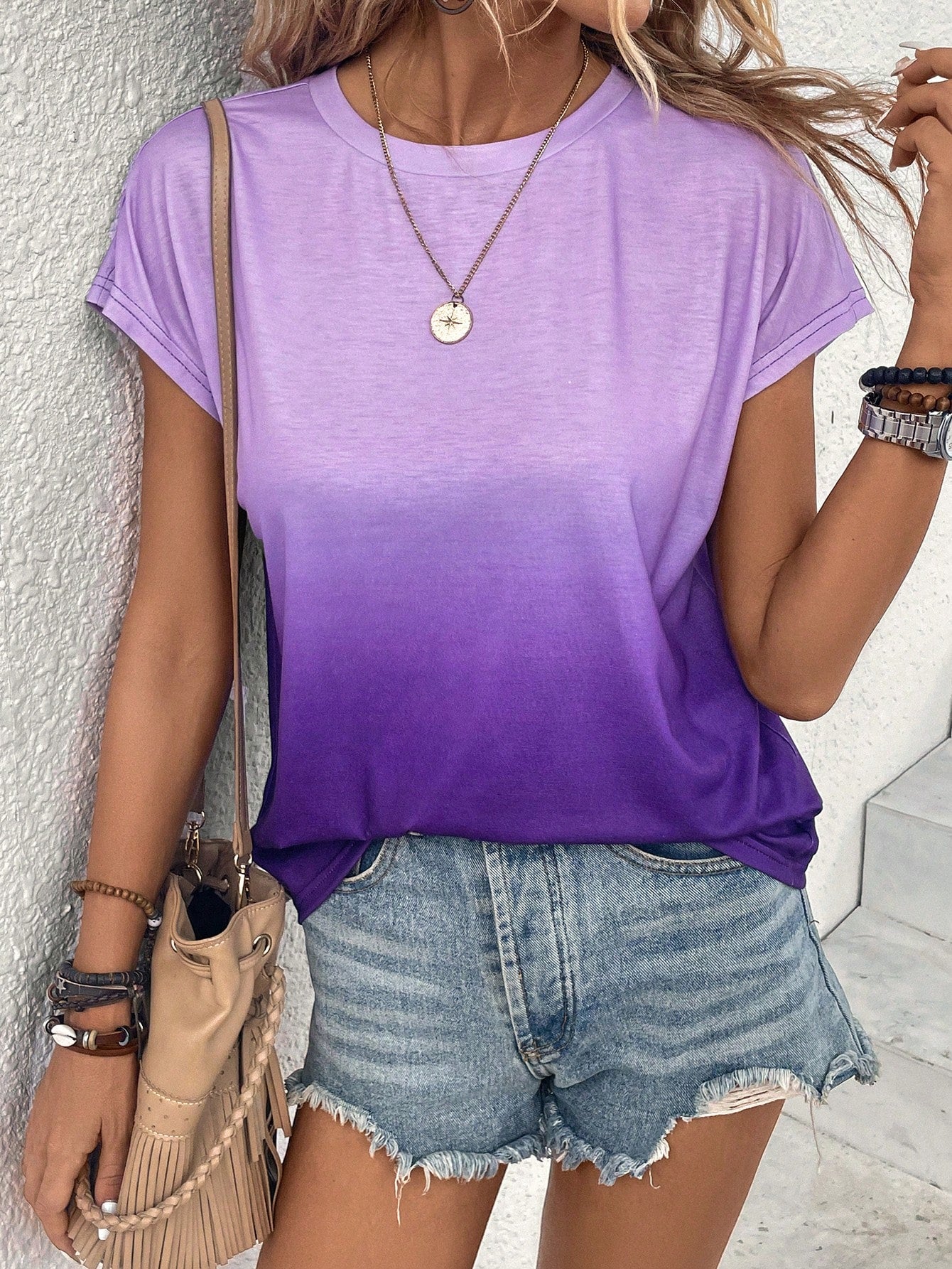 Ombre Batwing Sleeve Tee