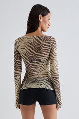 Animal Print Lightweight Loose Sexy T-Shirt Blouse