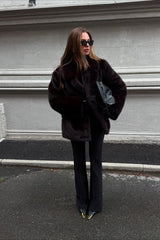 Faux Fox Fur Wide Collar Fashionable Plush Winter Coat