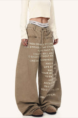 Hip-Hop Graphic Print Wide Leg Plus Size Jeans