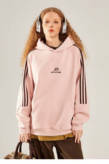 Striped Gray Raglan Sleeve Hoodie