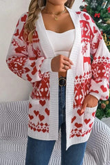 Christmas Deer Pocket Lantern Sleeve Christmas Cardigan