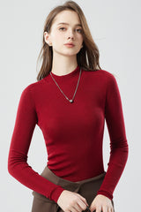 Seamless Wool Mock Neck Base Layer