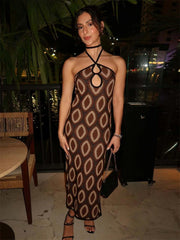 Polka Dot Halter Wrap Maxi Dress