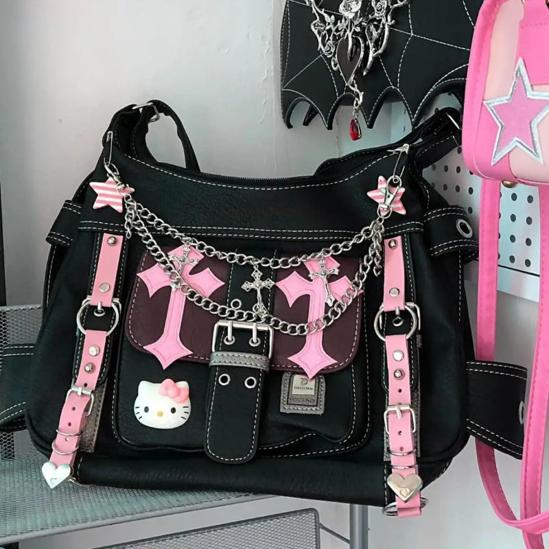 Bag Punk Pink Capacity Gothic High Hello Crossbody Vintage Kitty Trend