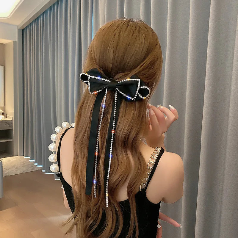 Fairy Rhinestone Fringe Black Korean Christmas Hair Accessory