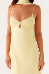 Satin V-Neck Tie-Back Maxi Luxury Party Dress